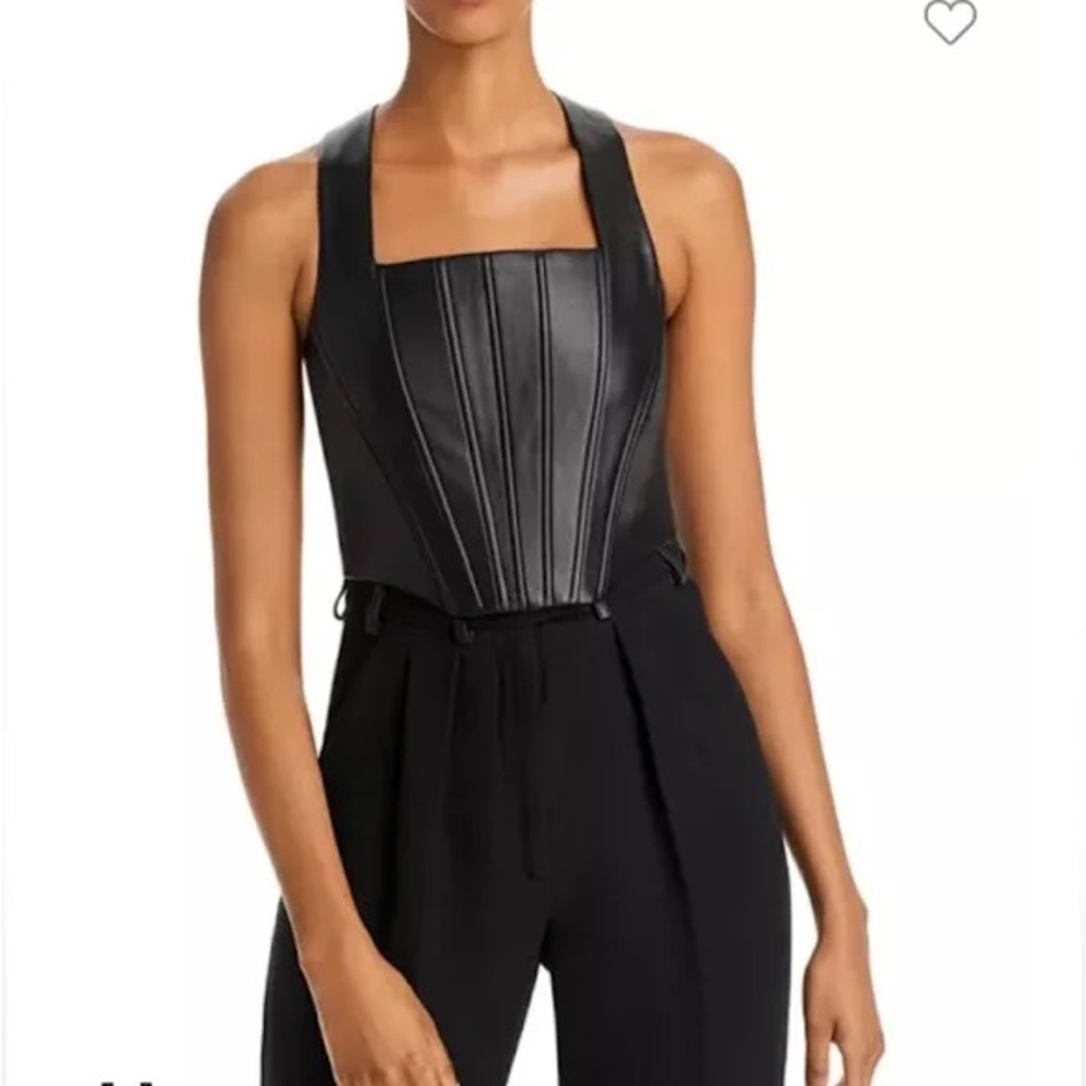 NWT Aqua Farra Faux Leather Corset Top Size Small